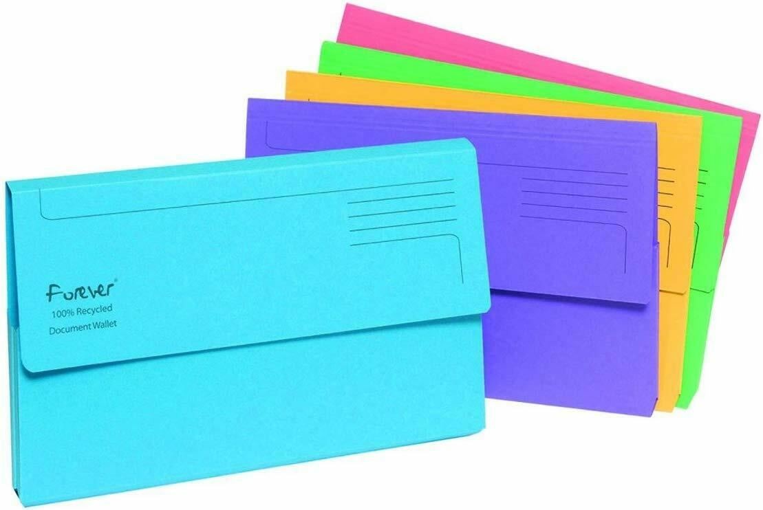 A4+ Document Wallets Exacompta Forever Foolscap 100% Recycled Folders - Pack 5