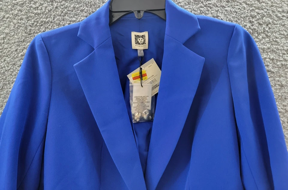 Blazer para mujer Anne Klein Petite cuello muesca de un botón cremallera bolsillo 0P cobalto Foto 3 de 4