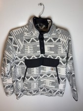 Carhartt Women  s Relaxed Fit Fleece Quarter Snap Pullover Malt Aztec Gray Large