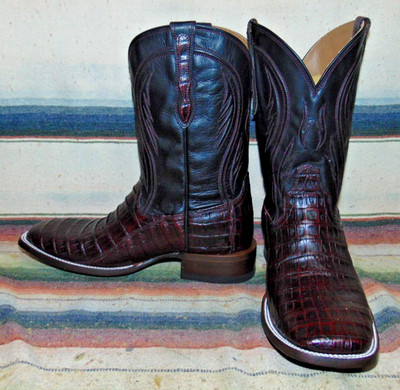 Mens Rujo The Roscoe Black Cherry Caiman Leather Cowboy Boots 10.5 EE New in Box