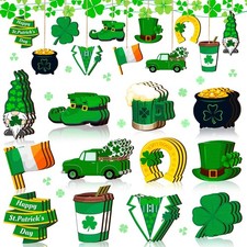 36 Pcs St. Patrick's Day Tree Ornaments St. Patrick's Day Decorations Wooden ...