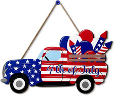 4Th of July Hanging Sign Independence Day Decoration American Flag Truck Decor D