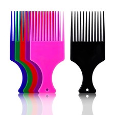 6 Pcs Plastic Afro Pick Comb for Smooth, Wide-Tooth Styling of Natural Curly ...