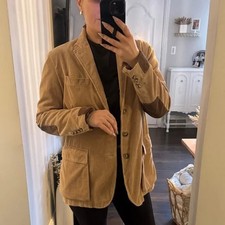 EUC Vintage POLO Ralph Lauren Women's Tan Corduroy Blazer with Elbow Patches 2