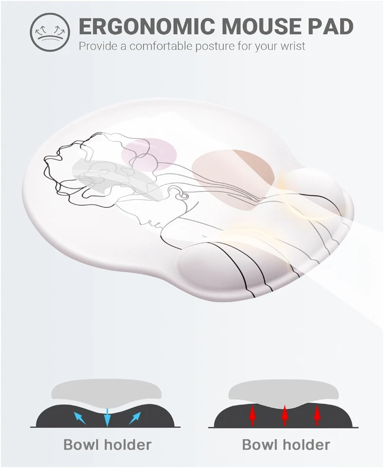 Ergonomic Mouse Pad with Gel Wrist Support Abstract Woman Design Non-Slip Base - Image 2 of 4