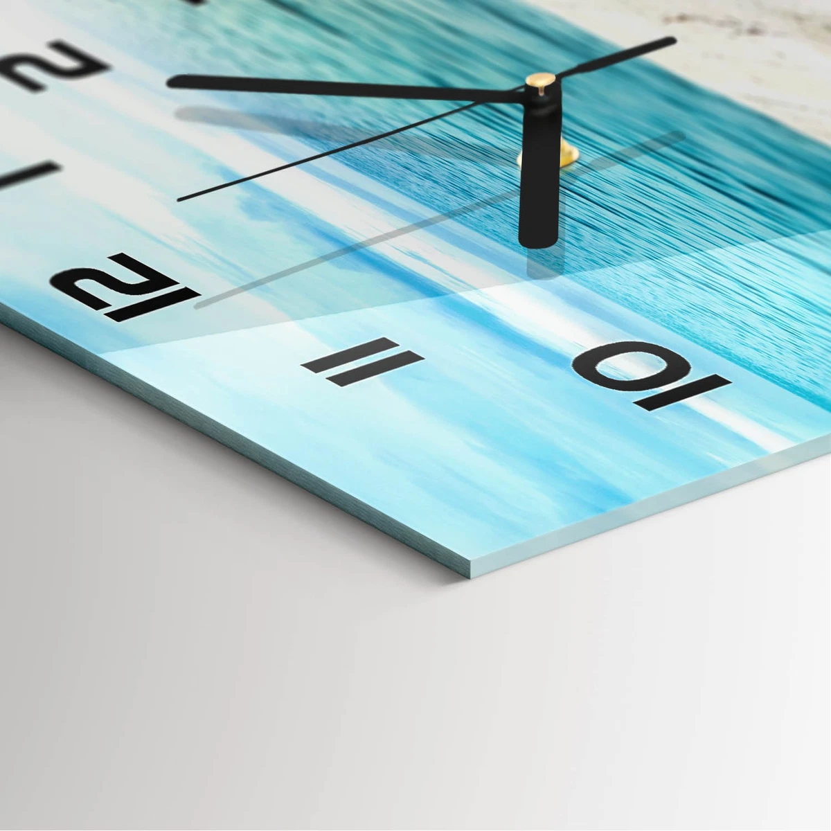 Reloj de Pared Rectangular Horizontal Diseño Elegante de Vidrio Mar 60x30 cm