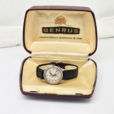VINTAGE BENRUS POINTER DATE,DAY MECHANICAL 15J WRISTWATCH,RUNS,BOX