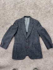 Harris Tweed Men's Size 42 Gray Scottish Wool Herringbone Sport Coat Jacket