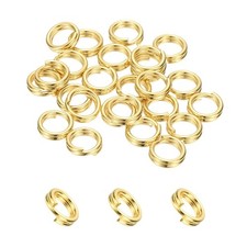 Round Split Ring, 20 Pcs 5 mm Small Split Ring with Double Loops Gold