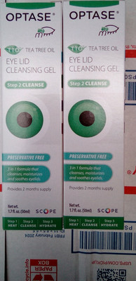 2x Optase Tea Tree Oil Eye Lid Cleansing Gel Step 2 Cleanse 50ml 3mg PF