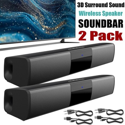 2PCS Bluetooth Sound Bar Wireless Speaker Wired Soundbar for Audio  Home Theater