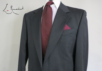 FENDI Made in Italy charcoal double white & Blue pin stripe full suit 44 L