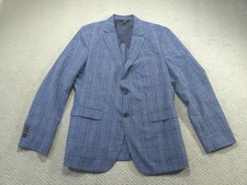 Banana Republic Blazer Mens 44R Slim Fit Blue Plaid Guabello Lieve Italian Wool