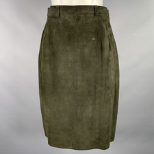 RALPH LAUREN Size 8 Green Suede Pencil Below Knee Skirt