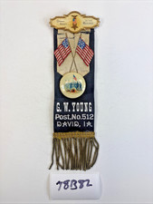 Civil War Veteran GAR Mourning Ribbon GW Young Post 512 David, IA Pin-Back 78B82