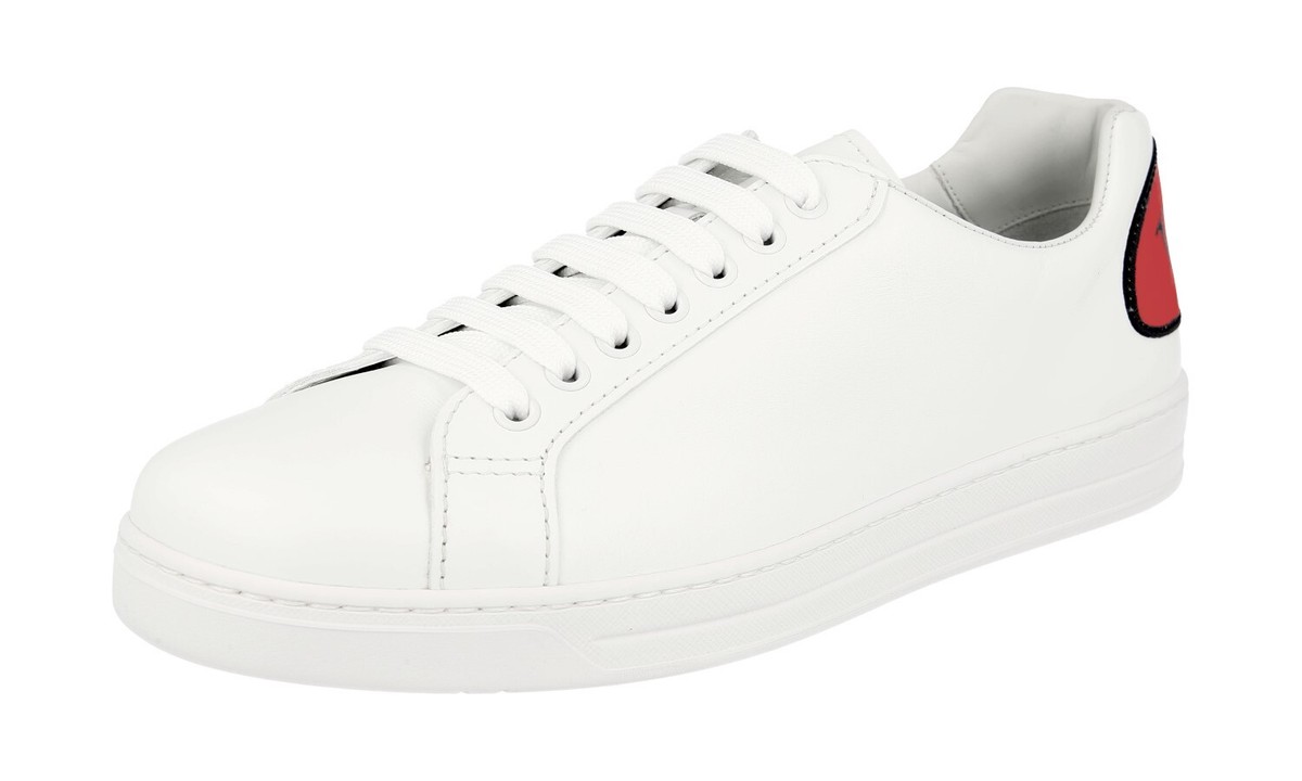 PRADA COMIC LIMITED SNEAKERS SHOES WHITE RED LEATHER NEW US