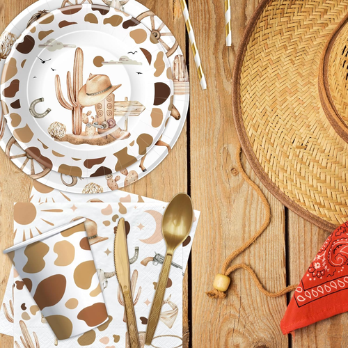Western Cowboy Birthday Party Decorations Dinnerware - Wild West Party Supplies, - Picture 5 of 7