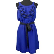 EXPRESS ☆ Ruffle Front Sleeveless A-Line Dress ☆ Royal Blue ☆ Size Small