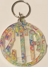 ZETA TAU ALPHA Round Swirl Keychain Key Ring Key Chain 2 7/8"