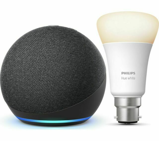 Echo Dot 3 Lässt Sich Nicht Zurücksetzen AMAZON+Echo+Dot+%284th+Gen%29+with+Philips+Hue+White+Smart+B22+LED+Bulb