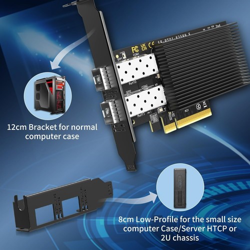 Dual-Port 10Gb Ethernet Card with X520-DA2 Controller - PCI-E X8 Network Adapter - Picture 8 of 9