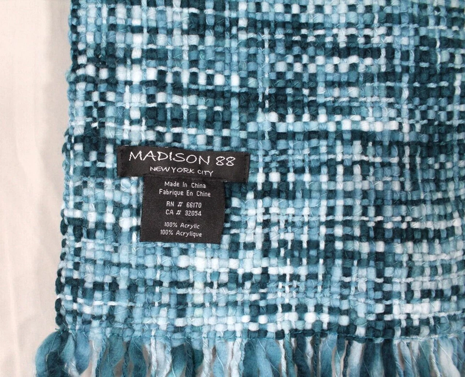 BUFANDA/ENVOLTURA DE CUELLO MADISON NY 88 Anthropologie RECTÁNGULO TWEED verde azulado Foto 4 de 4