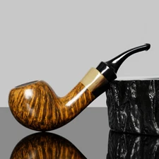 MUXIANG Handmade Briar Freehand Tobacco Pipe Smooth Wooden Pipe Acrylic Stem
