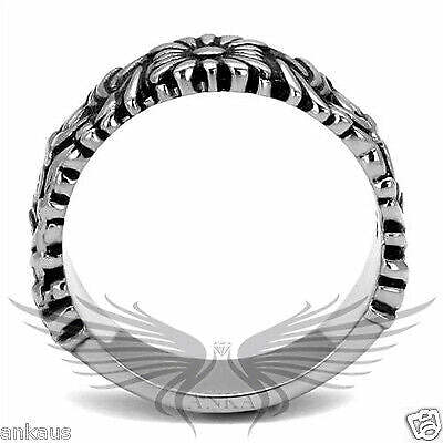 No Stone Flower Design Band Style Fashion Ring 5 6 7 8 9 10 Tk2217 - Picture 3 of 4