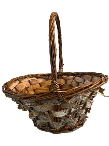 Woven Wicker Birch Bark Basket Country Farmhouse Lodge Cabin Decor Rustic 99 Tag - 第 4/6 張圖片