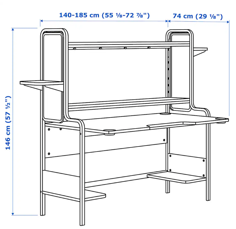 Used but good condition IKEA FREDDE Gaming Desk Black 19240 eBay