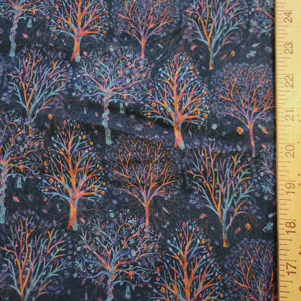 Liberty of London SILK GEORGETTE - "El árbol de los artistas" naranjos en azul marino Foto 2 de 3