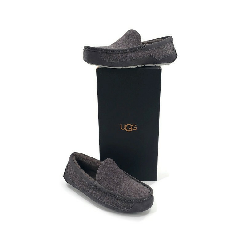 UGG Ascot Slipper Mens Size 9 Suede Moccasin Grey Shoes  display picture 2