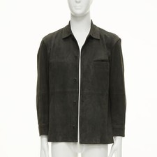 ISSEY MIYAKE WHITE LABEL grey cowhide suede leather overshirt jacket JP1 S