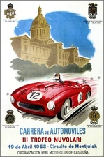 Carrera De Automobiles 1958 Spain Car Racing  Vintage Poster Print Retro Art 