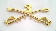 3RD CAVALRY SWORDS 2-1/4" US ARMY Military Hat Pin 16092 HO