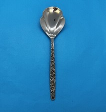 EKCO ETERNA LAS PALMAS STAINLESS FLATWARE EMBOSSE BLACK ACCENT SUGAR SHELL SPOON