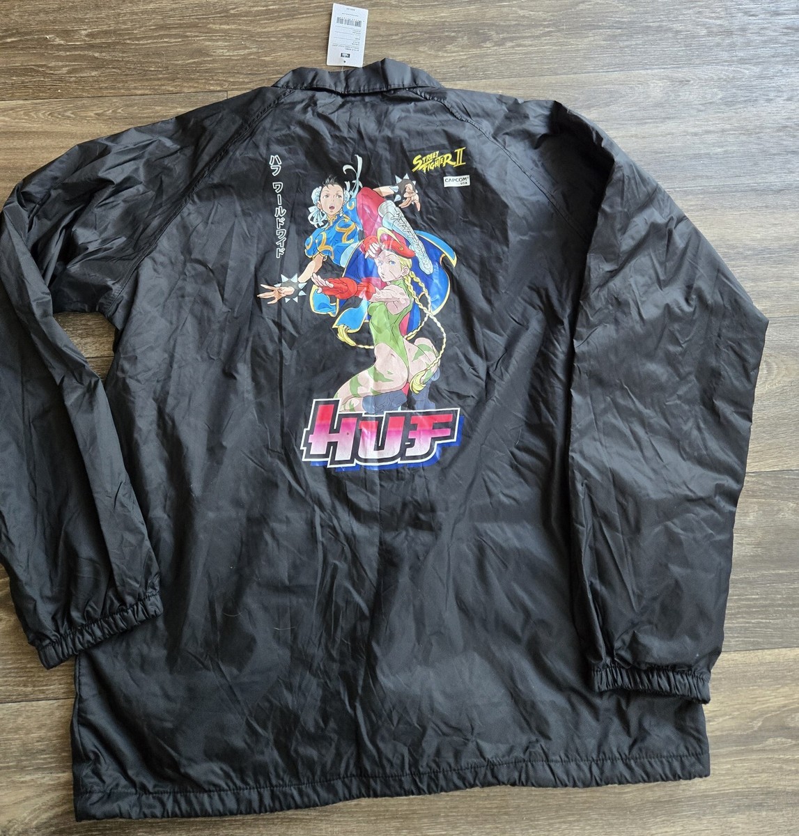 NWT HUF X Street Fighter Chun-Li & Cammy Coach Jacket Black NWT HUF X Street Fighter Chun-Li & Cammy Coach Jacket Black