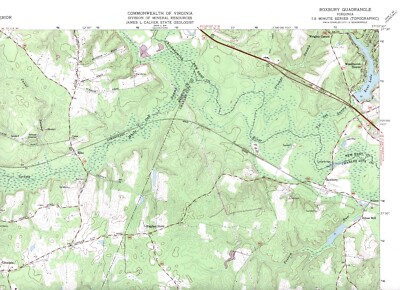 Roxbury Quadrangle Virginia 1974 USGS Topo Map 7.5 Minute Topographic
