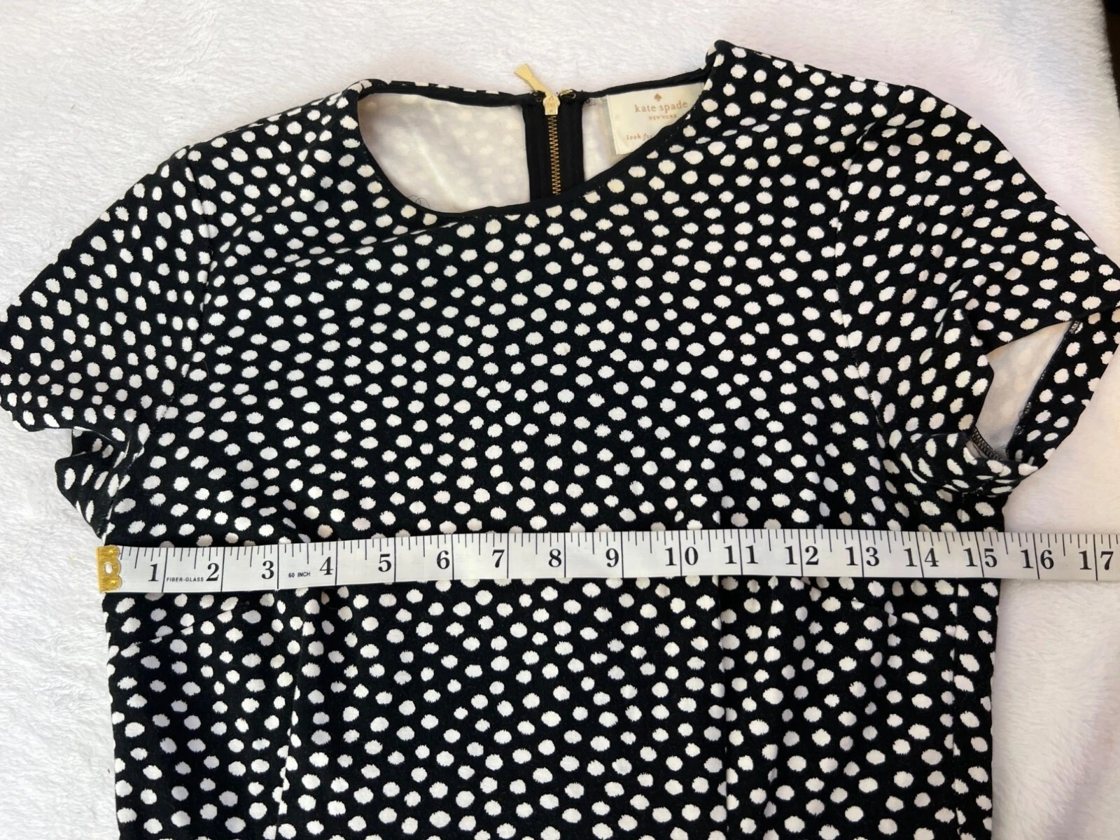 Abito Kate Spade a pois bianco e nero lunghezza ginocchio taglia 6