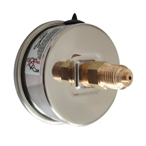 VACUOMETRO DE VACIO 0 a -76 cmHg 63mm 1/4" ROSCA POSTERIOR CAJA INOX GLICERINA - Imagen 2 de 2
