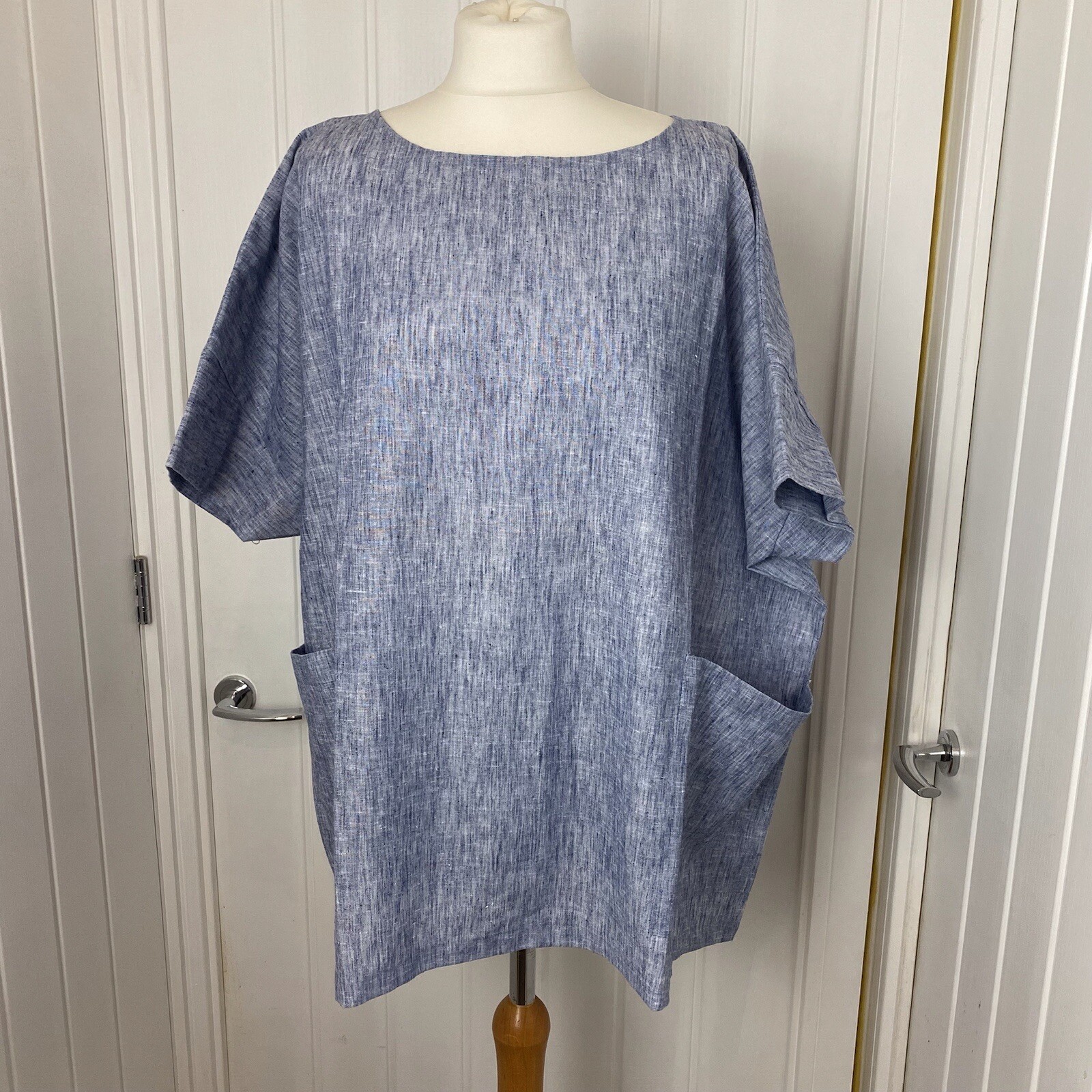 Kit And Kaboodle Blue Marl Linen Top One Size Pockets eBay