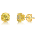 10K Solid Yellow Gold Solitaire Birthstone CZ Sleeper Stud Earrings Pushback 5mm