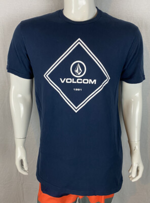Volcom Blue Short Sleeve Front Logo T Shirt, Men's Size Large