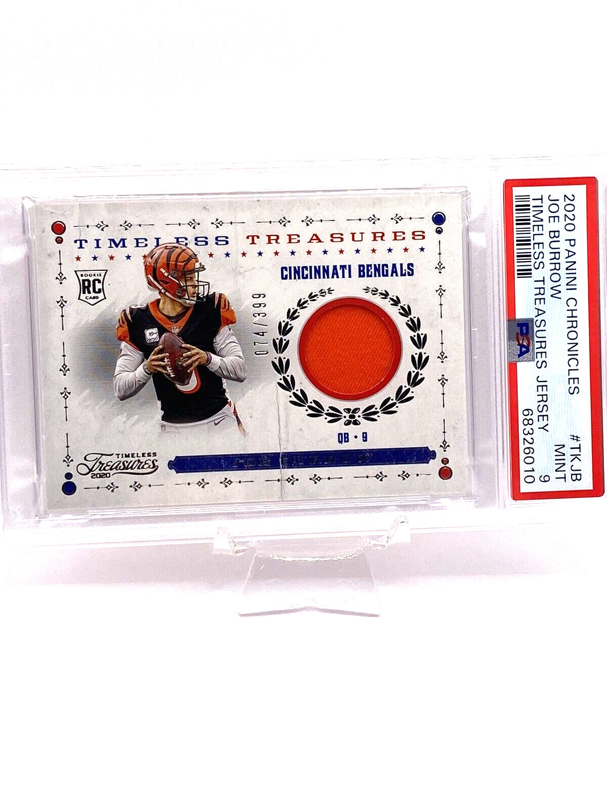 JOE BURROW 2020 ROOKIE RC CHRONICLES TIMELESS TREASURES 74/399  MINT PSA 9 POP 4