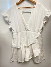 by Anthropologie Tiered Ruffle Mini White Dress Size M