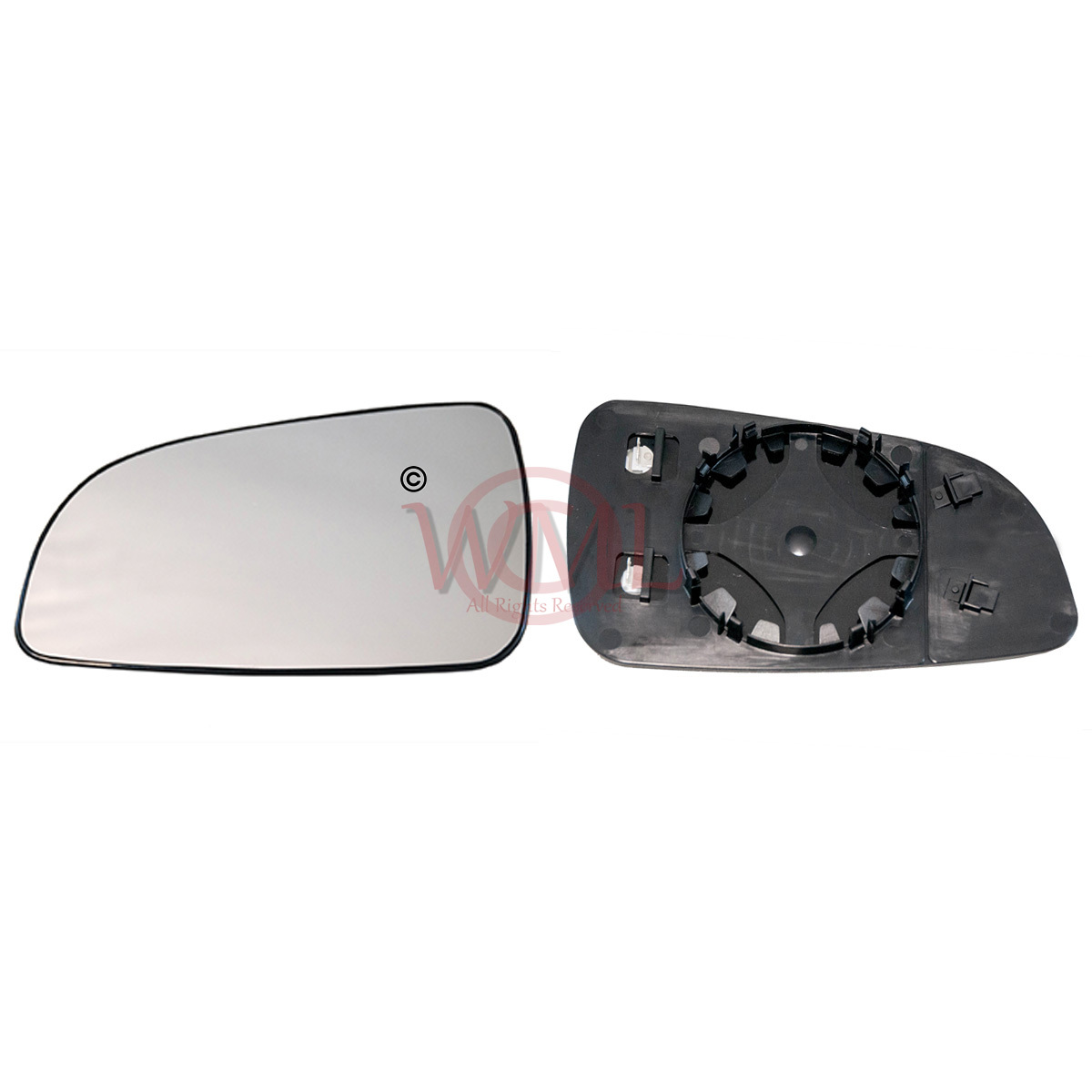 VAUXHALL ASTRA 2004->2008 DOOR/WING MIRROR GLASS SILVER, HEATED & BASE LEFT SIDE