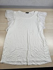 NEW LOOK Maternity White Frilly Sleeve T-Shirt Tee Top UK Size 14