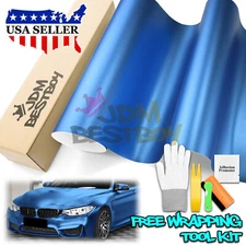 【Satin Chrome】 Light Blue Matte Metallic Vinyl Wrap Sticker Air Release Sheet
