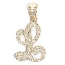 14k Yellow or White Gold Initial Letter L Alphabet A-Z Charm Pendant