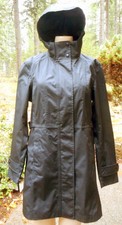 Kirkland Black Poly, Lined Hoodie Trench Coat! Small